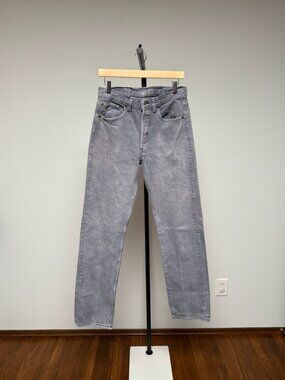 Vintage Levi's 501 Made in USA Five Buttonfly Straight Leg Gray Jeans 28 X 32